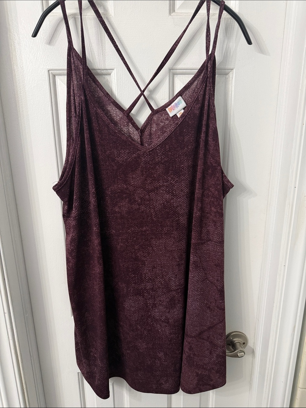 Lularoe Women’s Crisscross Strappy Camisole Tank - Deep Plum 3x